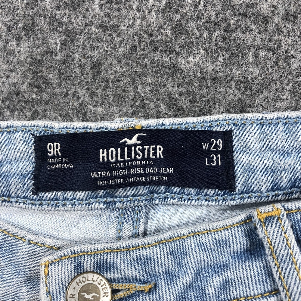 Hollister Dad Straight Jeans‎ Juniors 9 R Light Wash Ultra High Rise - Picture 6 of 16